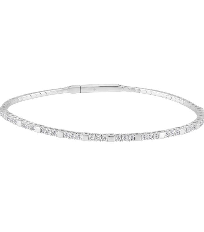 9K WHITE GOLD 5/8CT ROUND DIAMOND LADIES BANGLE