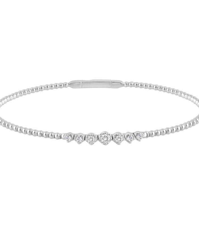 9K WHITE GOLD 1/4CT ROUND DIAMOND LADIES BANGLE