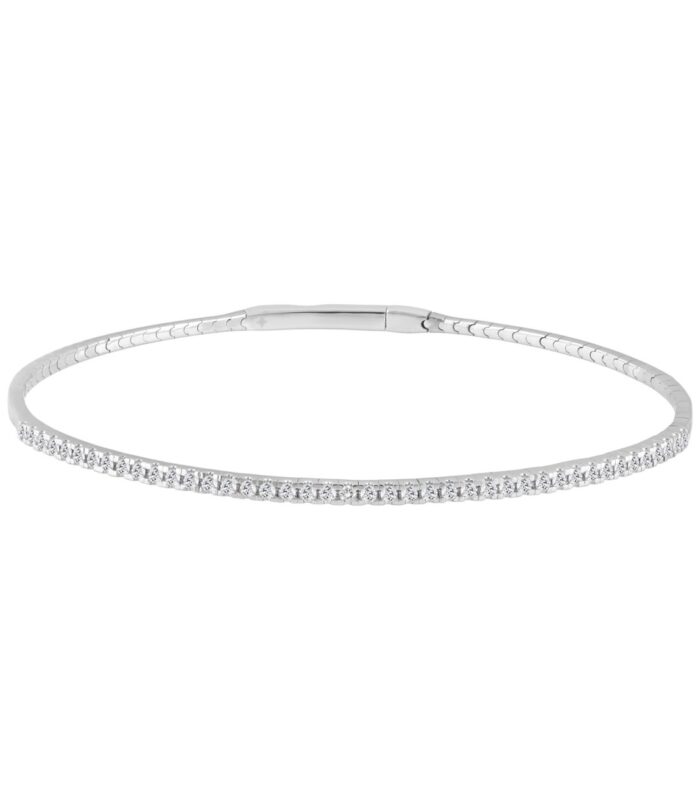 9K WHITE GOLD 1/2CT ROUND DIAMOND LADIES BANGLE