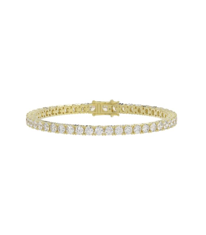 LADIES BRACELET 5CT ROUND DIAMOND 14K YELLOW GOLD